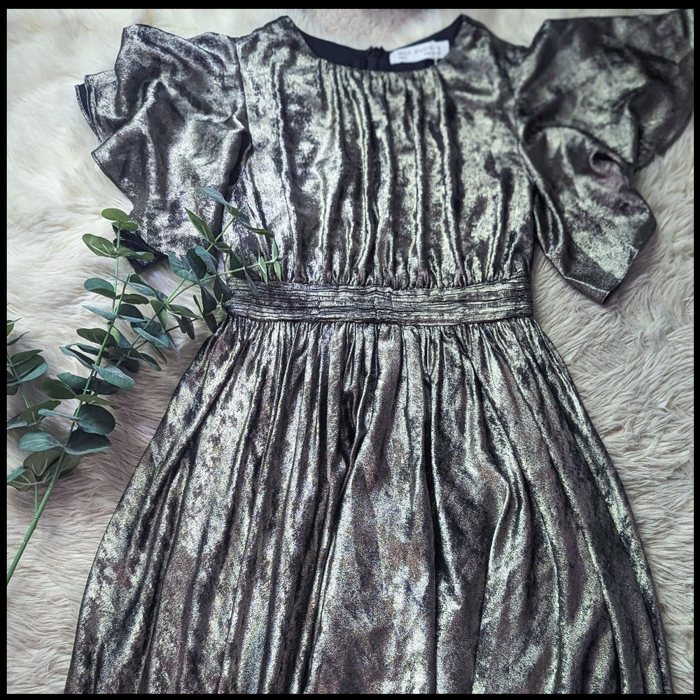 NWT RARE Mac Duggal Metallic High Low Gown Sample Piece 34502